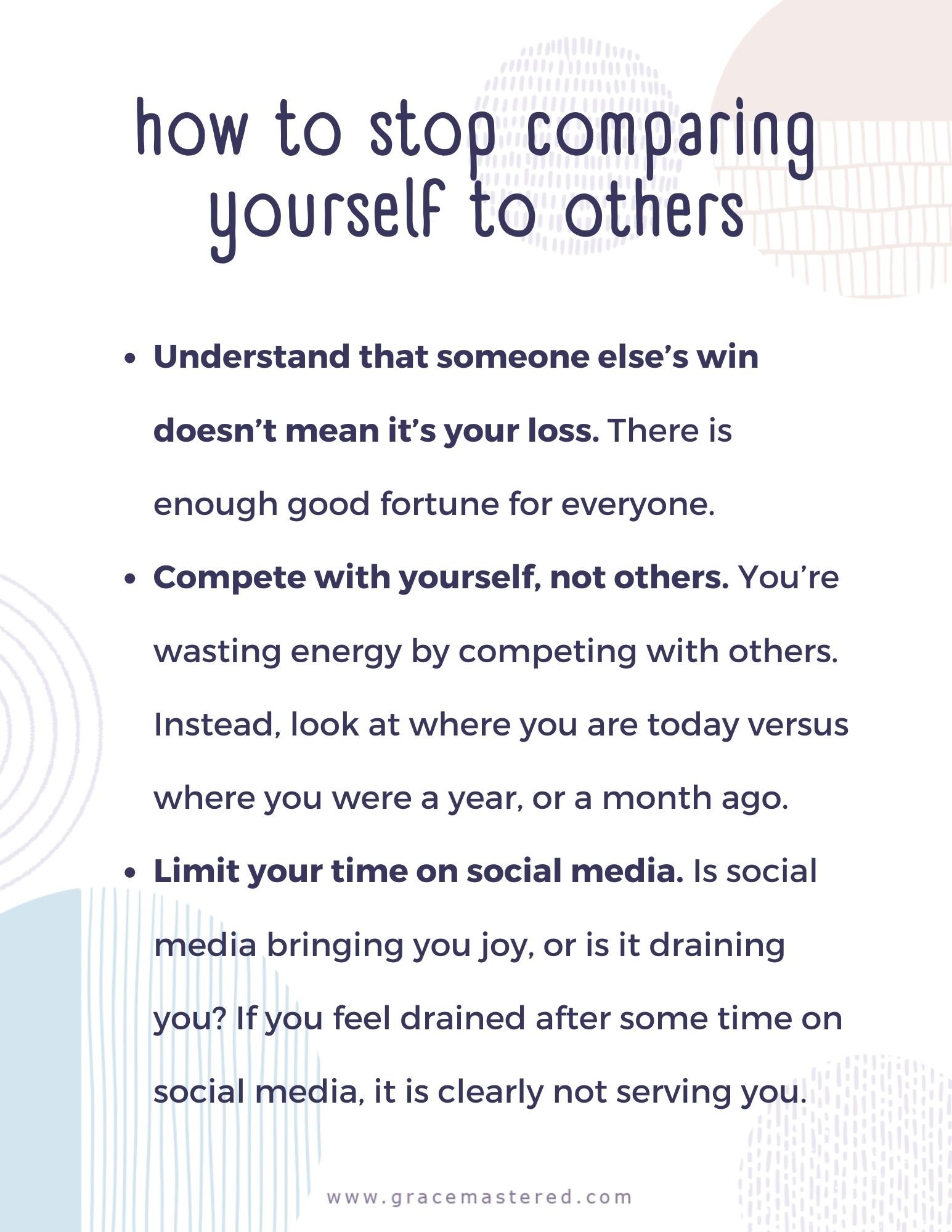 11 Easy ways to stop comparing yourself to others - Grace Mastered